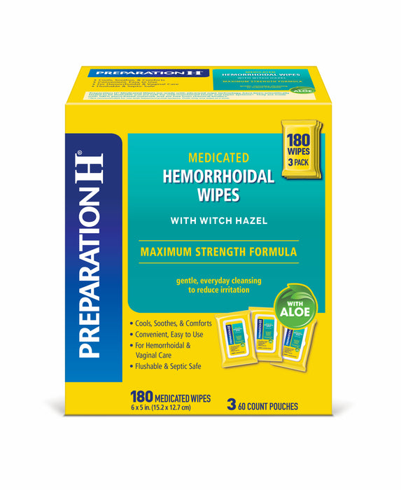 Preparation H Medicated 180 Hemorrhoidal Wipes