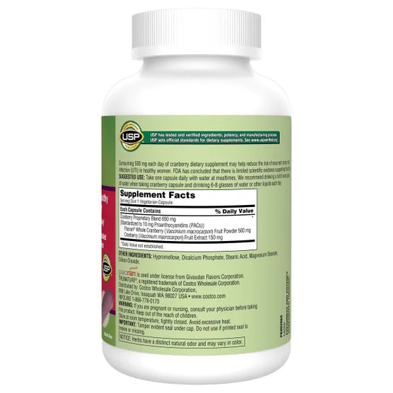Trunature 140ct Pacran Cranberry, 650mg Vegetarian Capsules