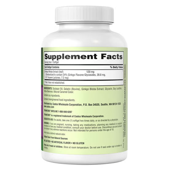 Trunature Ginkgo Biloba  120mg - 340 Softgels, Exp:01/29