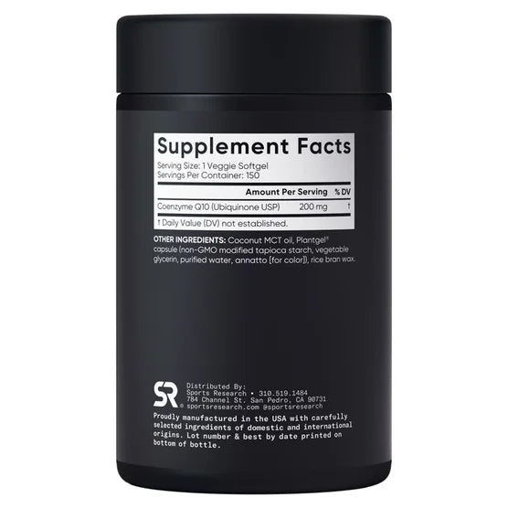 Sports Research 150 ct  CoQ10 200mg,Veggie Softgels