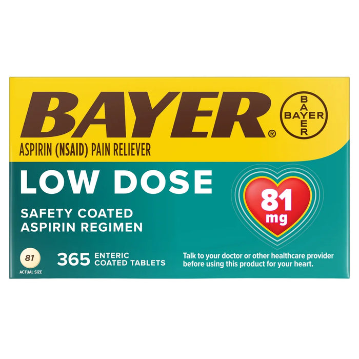 Bayer 365ct Low Dose Aspirin 81 mg Safety Coated Tablets