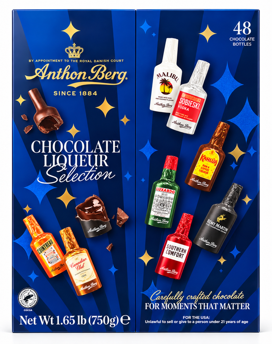 Anthon Berg 48ct Chocolate Bottle Selection – Assorted Gift Box – 1.65 lb (750g)