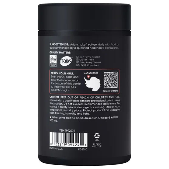 Sports Research Omega-3 Krill Oil Superba2 1000mg, 90ct Softgels