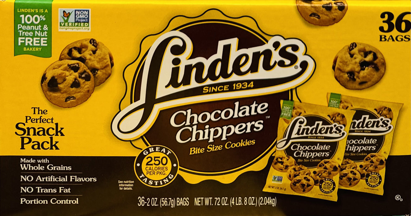 Linden's 36 Ct Chocolate Chippers Bite-Size Cookies, Snack Pack