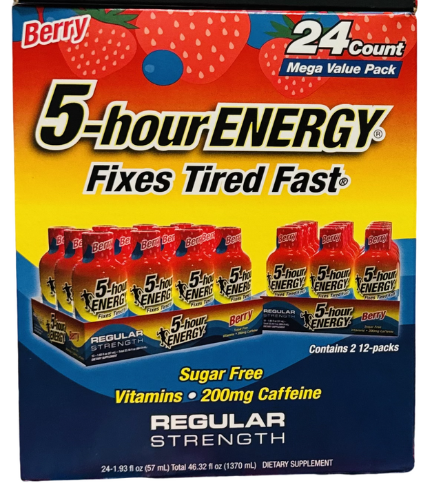 5-hour Energy 24-Count Mega Value Pack, Berry Flavor, Regular Strength