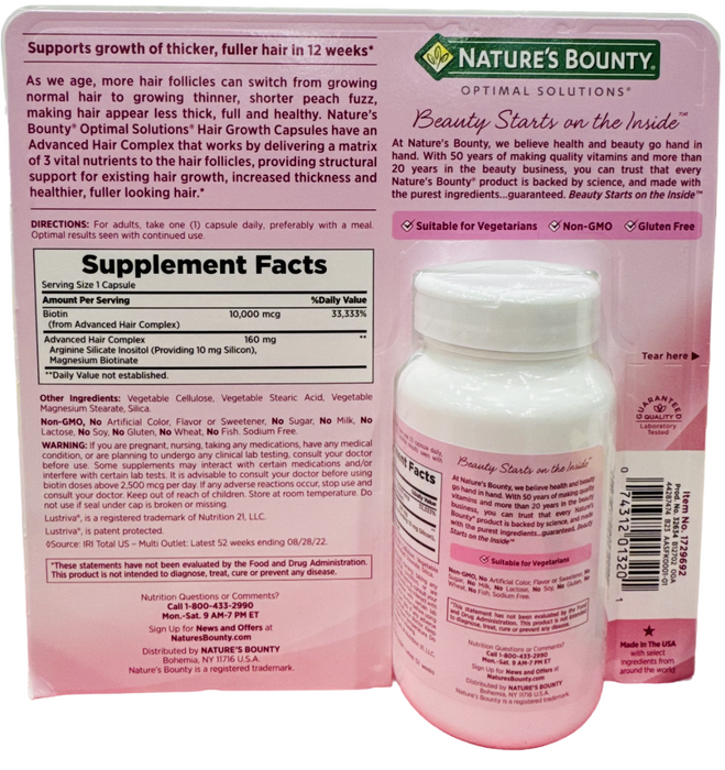 Nature's Bounty 90 Capsules Hair Growth