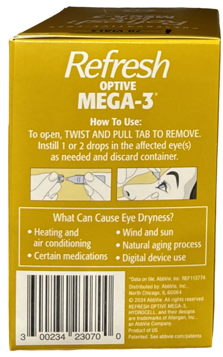 Refresh 70 Optive Mega-3 Lubricant Eye Drops, Preservative-Free (Single Use Vials)