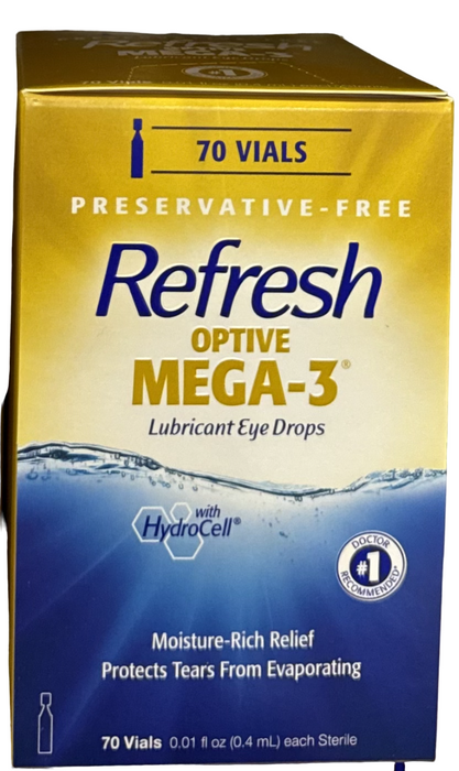 Refresh 70 Optive Mega-3 Lubricant Eye Drops, Preservative-Free (Single Use Vials)