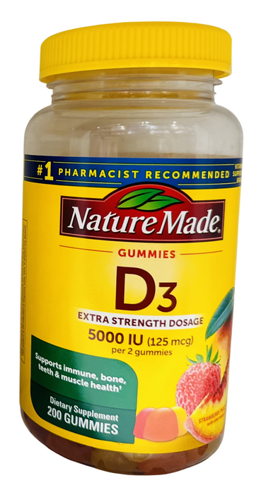 Nature Made 200ct Extra Strength Vitamin D3 Gummies 5000 IU