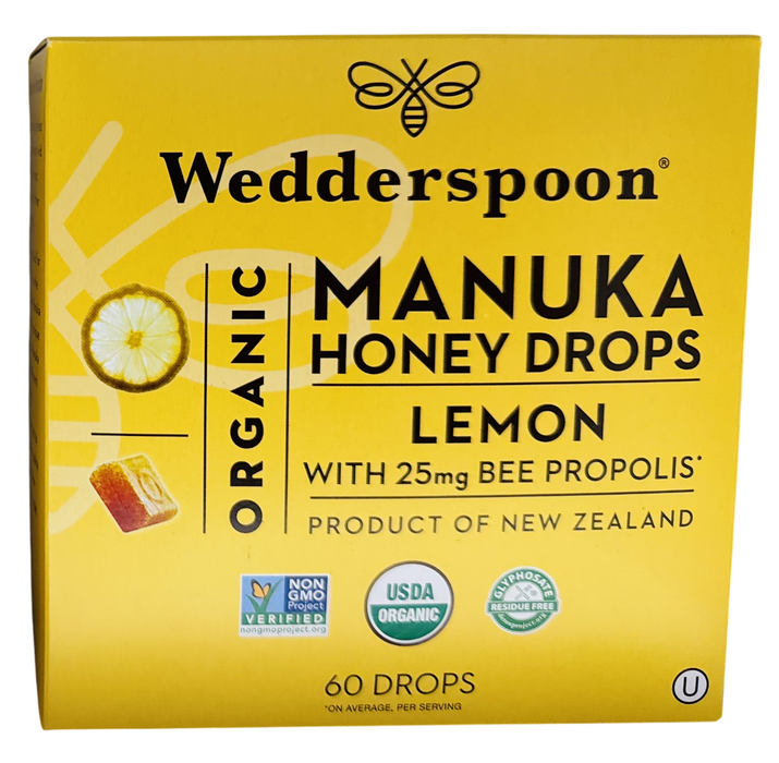 Wedderspoon 60ct Organic Lemon Manuka Honey Drops