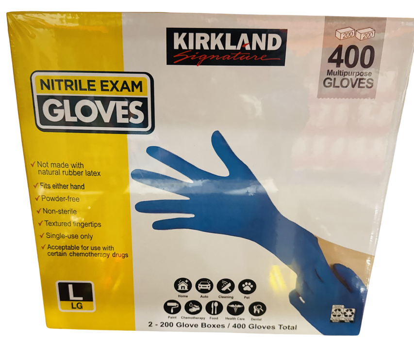 Kirkland Signature Nitrile Exam Gloves, Large (400 Count)
