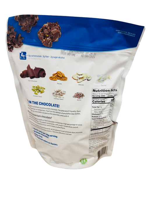 Gourmet Gatherings Dark Chocolate Keto Clusters 16oz – Low Carb Snack with Nuts & Seeds