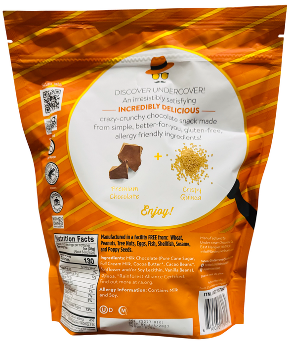Undercover Chocolate Quinoa Crisps – Milk Chocolate Mini (15.3 oz)