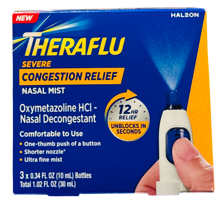 Theraflu Severe Congestion Relief Nasal Mist 3ct, 0.34 fl oz Each