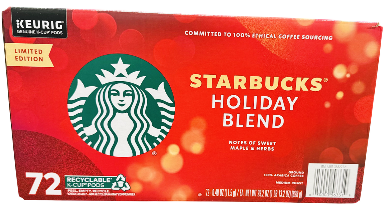 Starbucks 72ct Medium Roast Holiday Blend Limited Edition K-Cup Pods