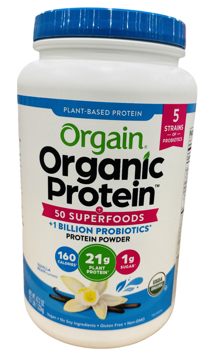 Orgain Organic Protein Powder Vanilla Bean, 2.7 lb (Plant-Based Protein + Superfoods)