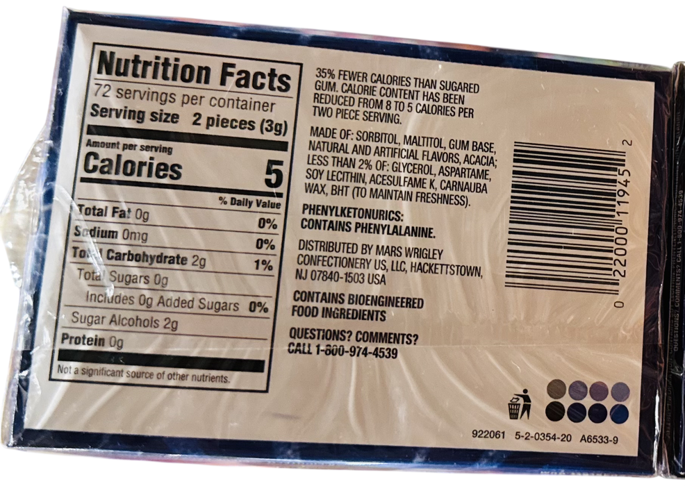 Eclipse Winterfrost Sugarfree Gum, 8 Packs × 18 Pieces (144 Pieces Total)
