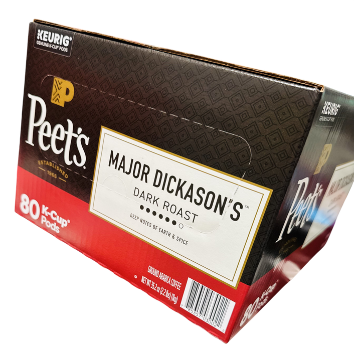 Peet’s 80 Count Major Dickason’s Blend Dark Roast K-Cup Pods, Ground Arabica Coffee, 35.2 oz