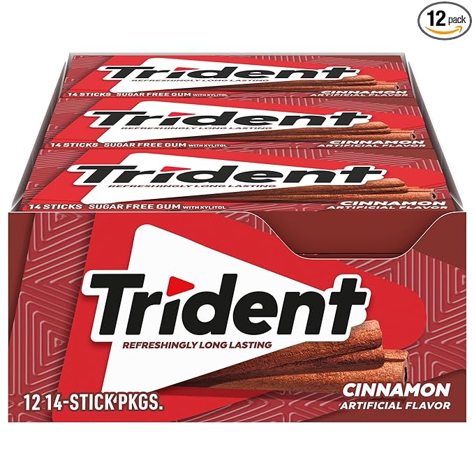 Trident Sugar Free Gum - Cinnamon sticks - 12 Packs of 14 Pieces 168 Total Pieces