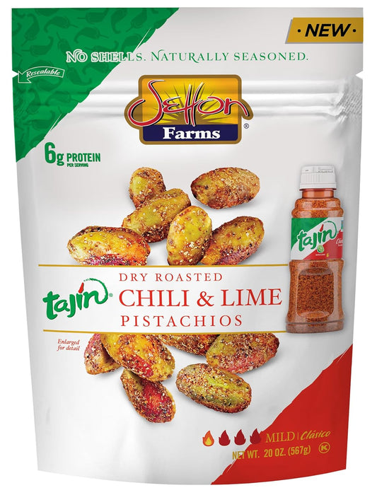 Tajín Spicy Chili & Lime Roasted Pistachios – Crunchy, Zesty Snack by Setton Farms, 20oz