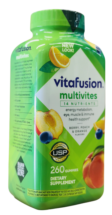 Vitafusion 260ct  Multivites Gummies- Berry, Peach & Orange