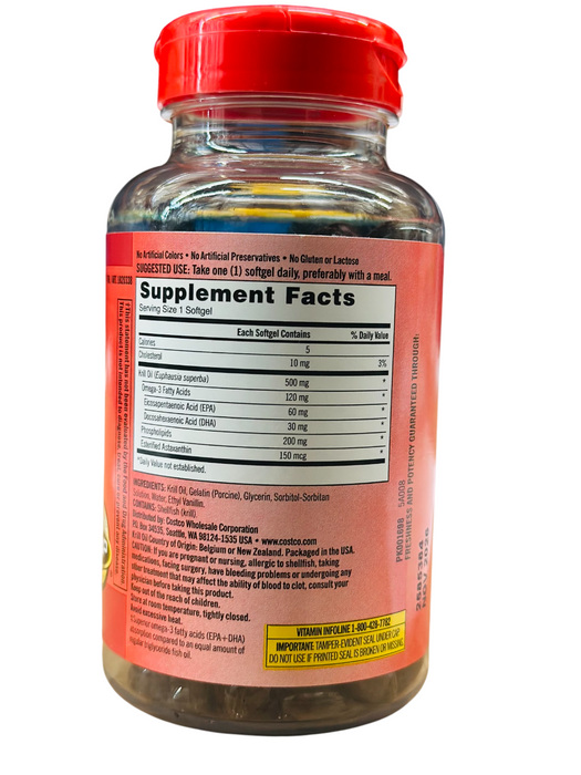 Kirkland Signature Krill Oil 180 Softgels 500 mg