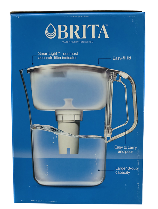 Brita 10-Cup Capacity Original Water Filtration Pitcher,  (1 Pitcher + 2 Filters) – SmartLight Indicator, Easy-Fill Lid
