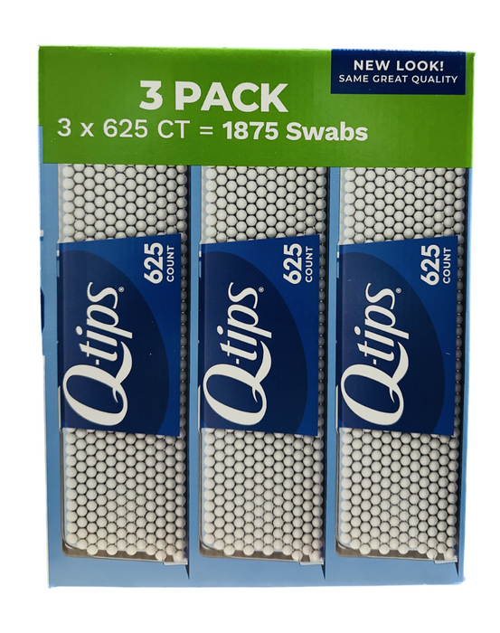 Q-tips 1875ct Cotton Swabs 3 Pack (3 x 625ct) – 100% Cotton, Paper Stick
