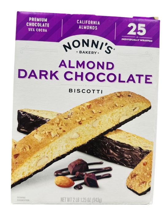 Nonni's 25ct Almond Dark Chocolate Biscotti, 2 lb 1.25 oz