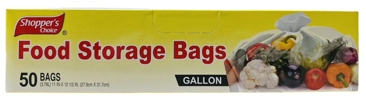 Shopper's Choice 50ct Food Storage Bags – Gallon Size (11" x 12.5")