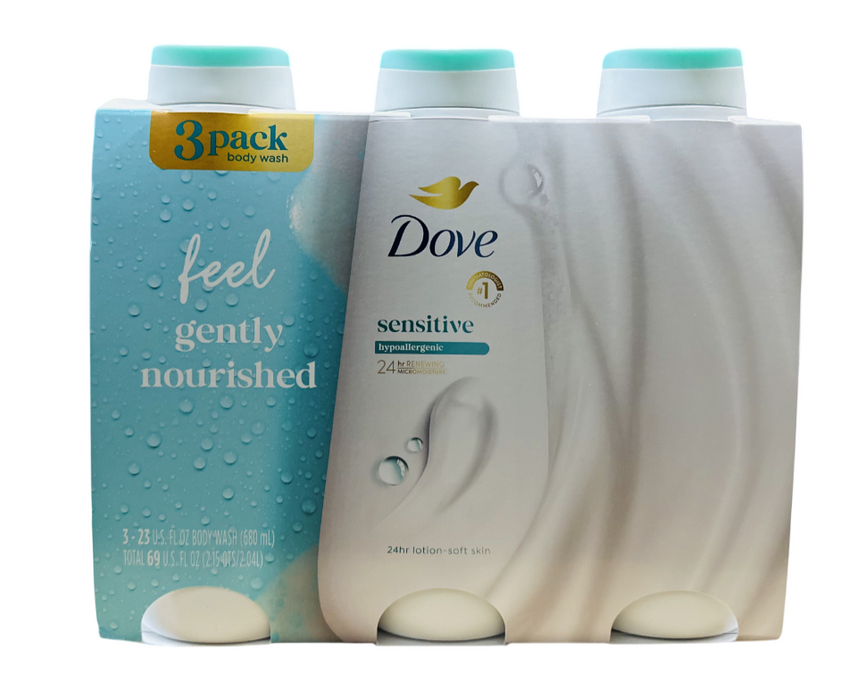 Dove Sensitive Skin Body Wash, 3 pk./23 fl oz.