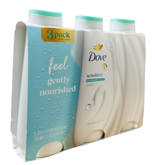 Dove Sensitive Skin Body Wash, 3 pk./23 fl oz.