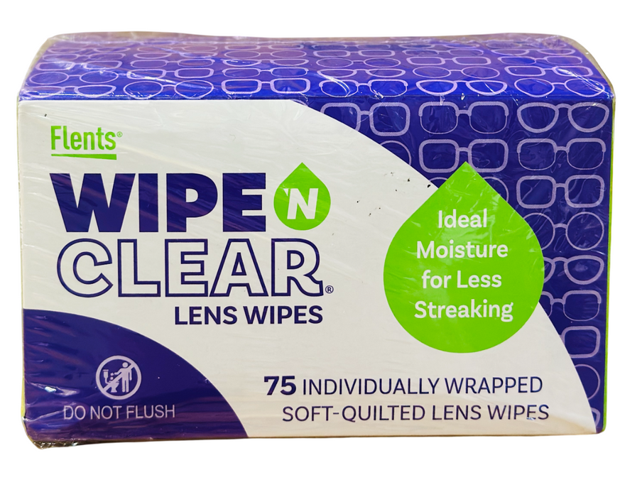 Flents Wipe ’N Clear Lens Wipes 75ct, 4-Pack (300 Total Wipes) - Soft-Quilted, Anti-Streak