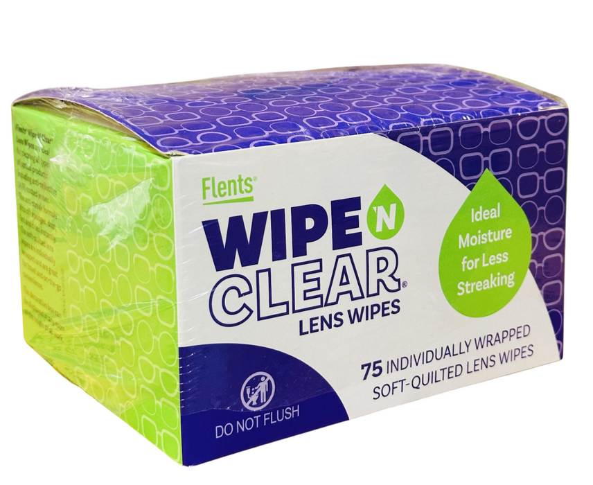 Flents Wipe ’N Clear Lens Wipes 75ct, 4-Pack (300 Total Wipes) - Soft-Quilted, Anti-Streak