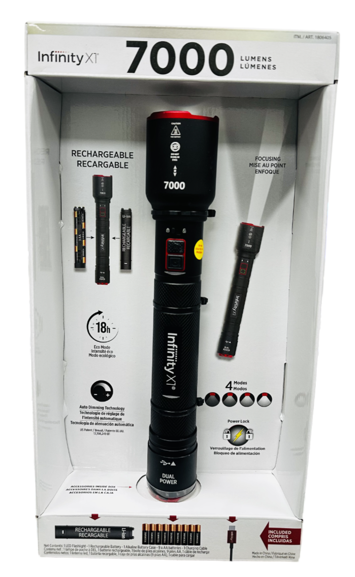 Infinity X1 7000 Lumens Dual Power Flashlight — Syessa