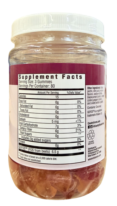 Country Farms 240CT Fiber Care Gummies - 6g Sugar-Free