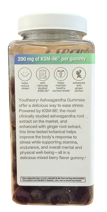 Ashwagandha   Gummies 180ct – 200mg  KSM-66® Each, Mixed Berry Flavor