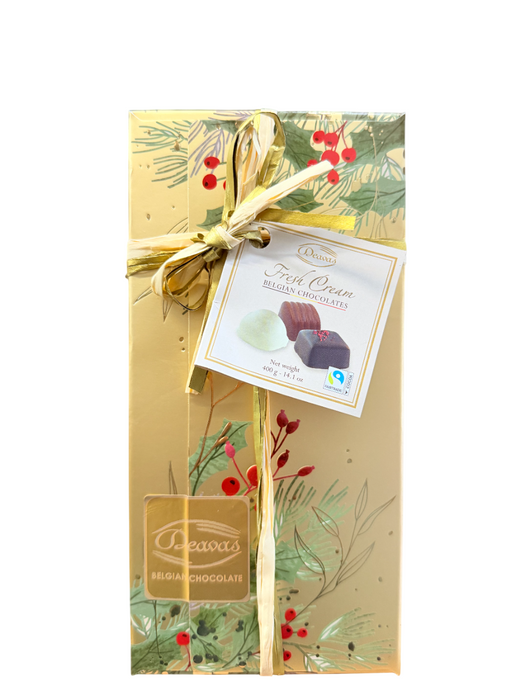 Deavas Fresh Cream Belgian Chocolates 400g – Assorted Milk, Dark & White Gift Box