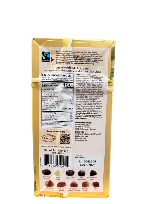 Deavas Fresh Cream Belgian Chocolates 400g – Assorted Milk, Dark & White Gift Box