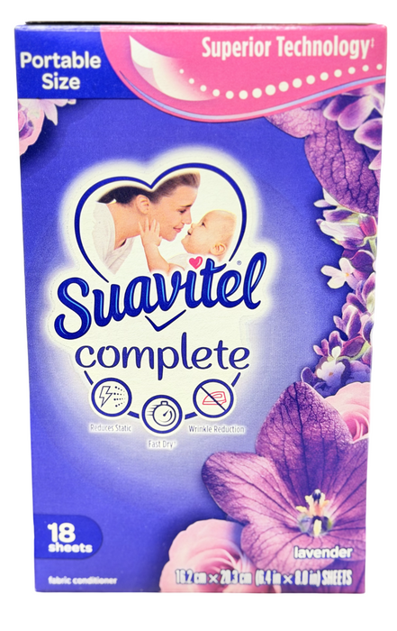 Suavitel Complete Lavender Fabric Softener Sheets 18 Count
