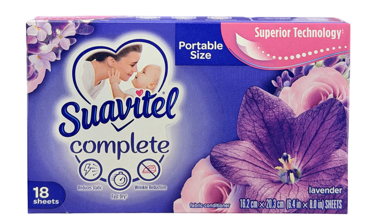 Suavitel Complete Lavender Fabric Softener Sheets 18 Count