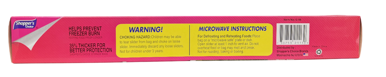 Shopper’s Choice 5ct Jumbo Storage Bags Slider, 2.5 Gallon – Thicker Freezer Safe Bags