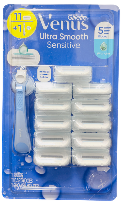 Gillette Venus Ultra Smooth Sensitive Women’s Razor with 1 Razor + 11 Cartridges