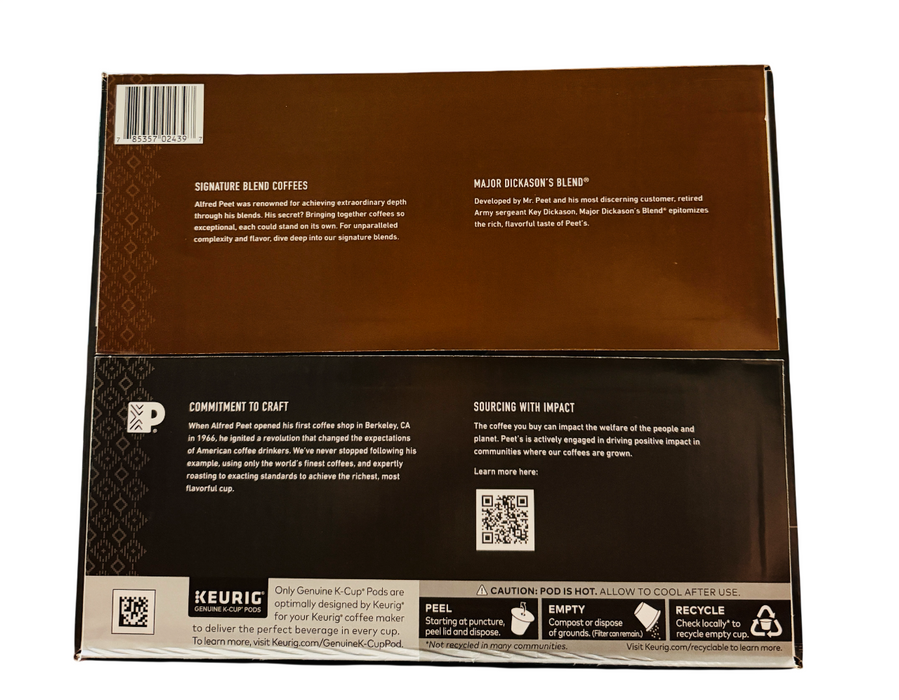 Peet’s Coffee 75ct Dark Roast K-Cup Pods – Major Dickason’s Blend