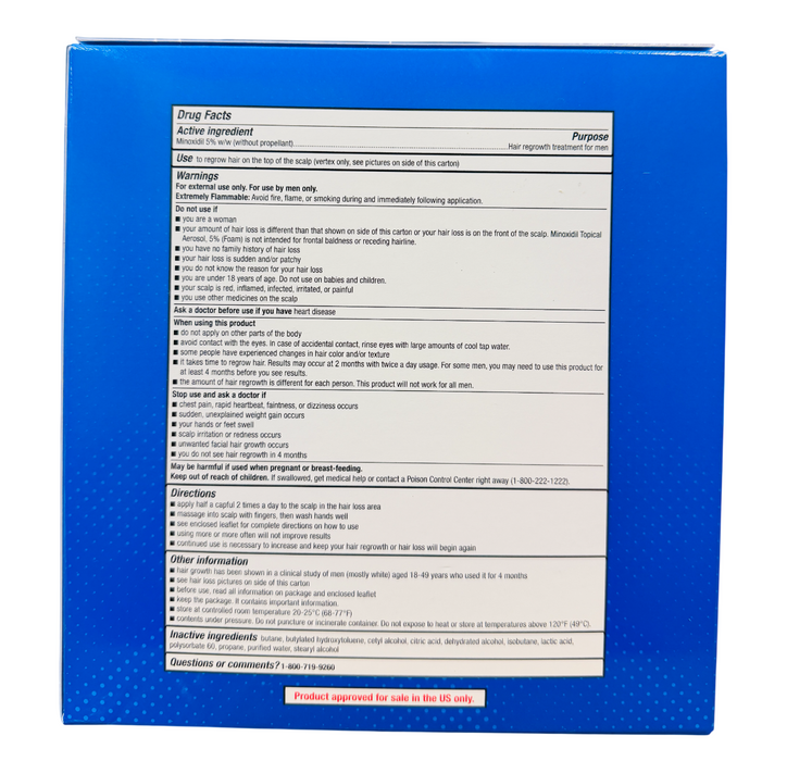 Kirkland Minoxidil 5% Foam OTC for Men – 6-Month Supply