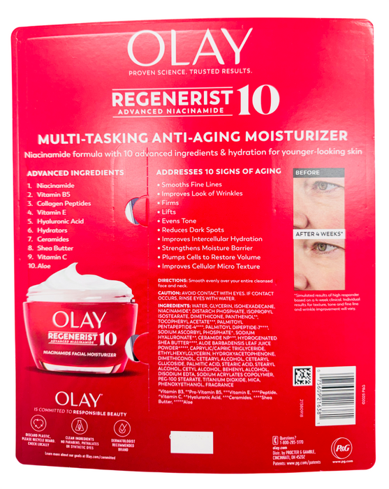 Olay 2-Pack Regenerist 10 Advanced Niacinamide Facial Moisturizer, 1.7 oz Each