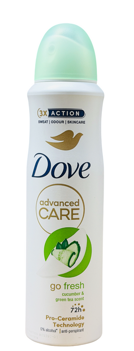 Dove 6 Pack advanced care Go Fresh Deodorant Spray – Cucumber Scent, 150ml Each