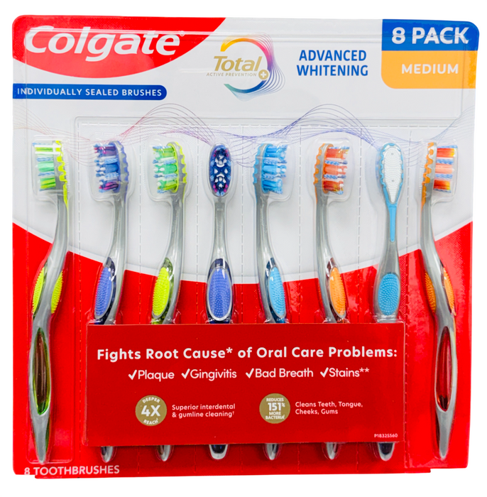 Colgate 8ct Total Advanced Whitening Medium Toothbrushes