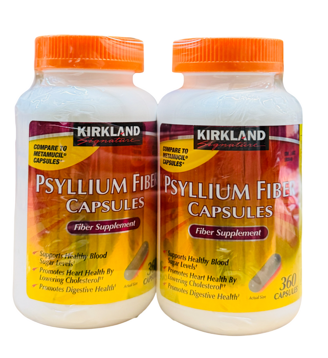 Kirkland Signature 360ct Psyllium Fiber Capsules (2 Pack) – Fiber Supplement for Digestive & Heart Health