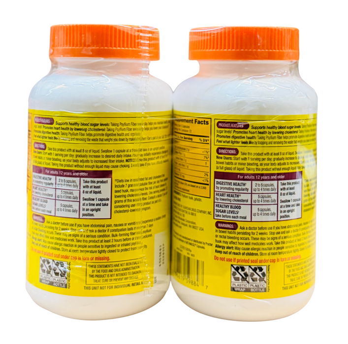 Kirkland Signature 360ct Psyllium Fiber Capsules (2 Pack) – Fiber Supplement for Digestive & Heart Health